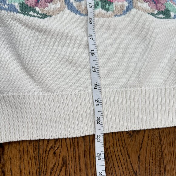 Vintage Eddie Bauer Women's Floral Grandmacore Chunky Heavy Cotton Sweater Large - Picture 10 of 11